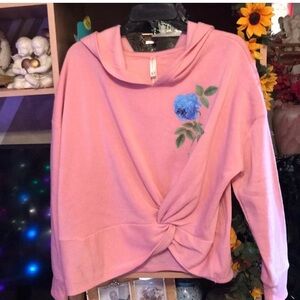 Beautiful pink & blue sweatshirt with hoodie